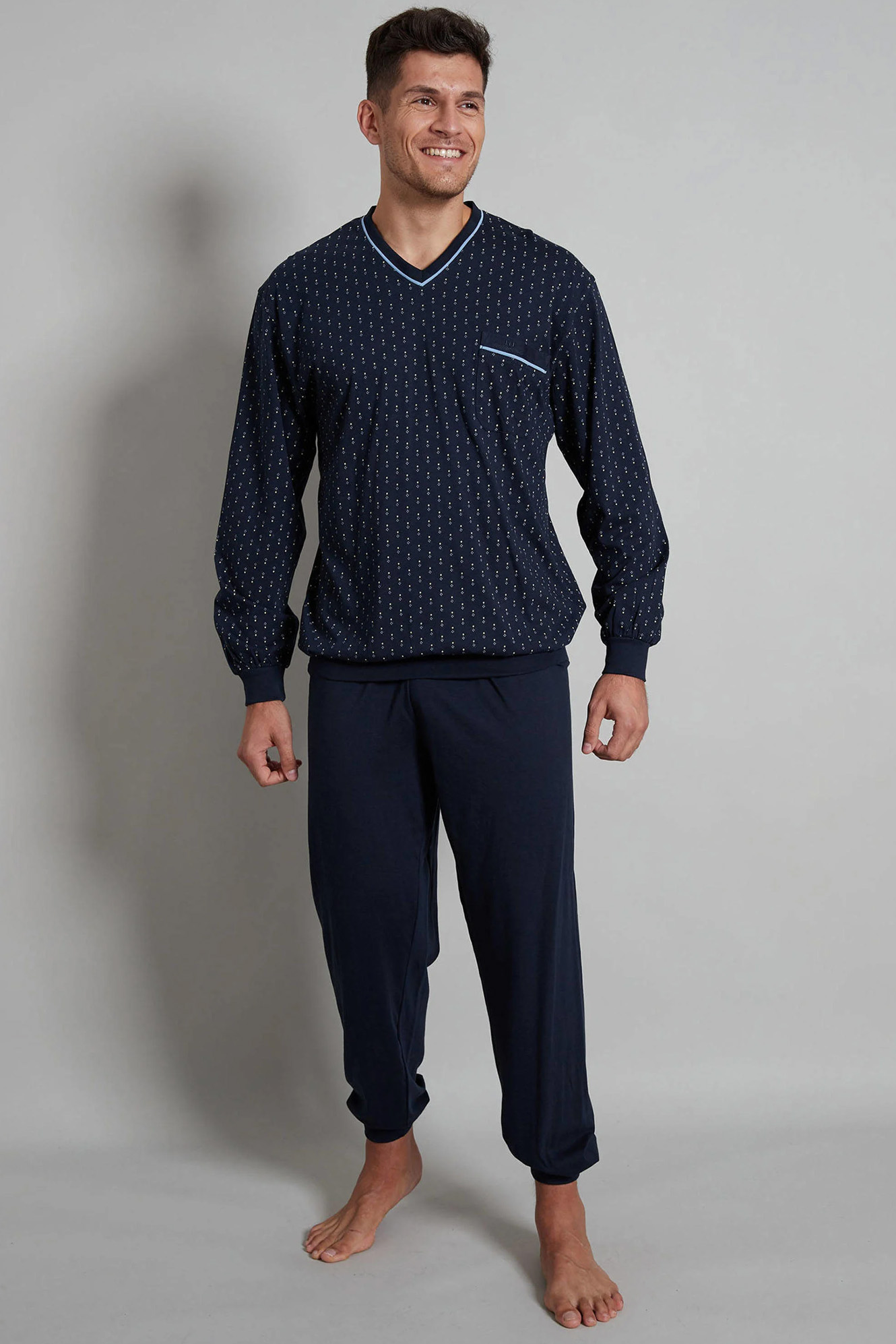 Gotzburg Pyjama met boorden State Island blauw
